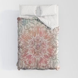 Autumn Spice Mandala in Coral, Cream and Rose Duvet Cover