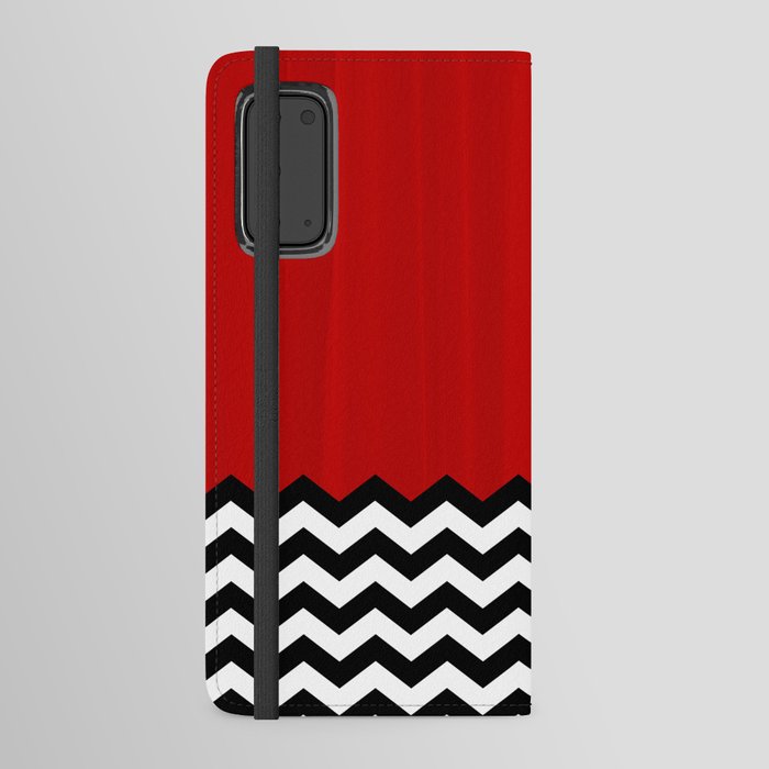 Red Black White Chevron Room w/ Curtains Android Wallet Case