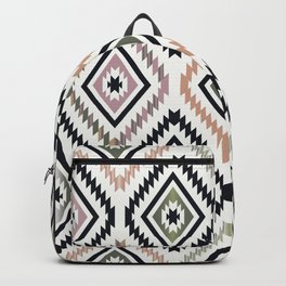 Dreamland Pallet Neo Native Tribal American Pattern Backpack | Pinks, Coral, Newmexico, Grays, Indian, Graphicdesign, American, Tribal, Navajo, Onyx 