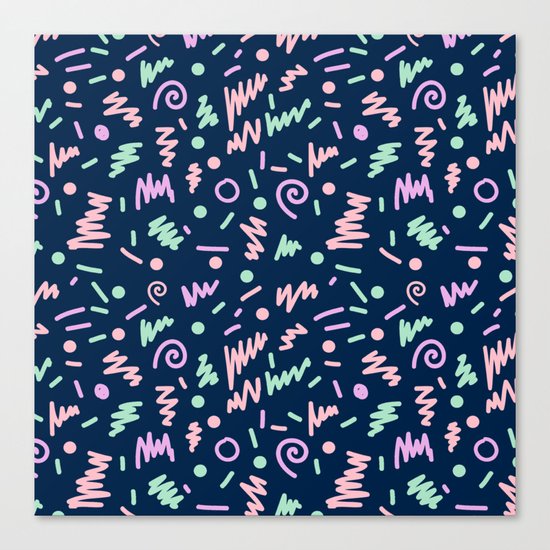 Zola - bright happy fun pattern navy blue pastel shapes charlotte winter Canvas Print