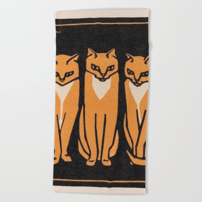 Three Cats Beach Towel