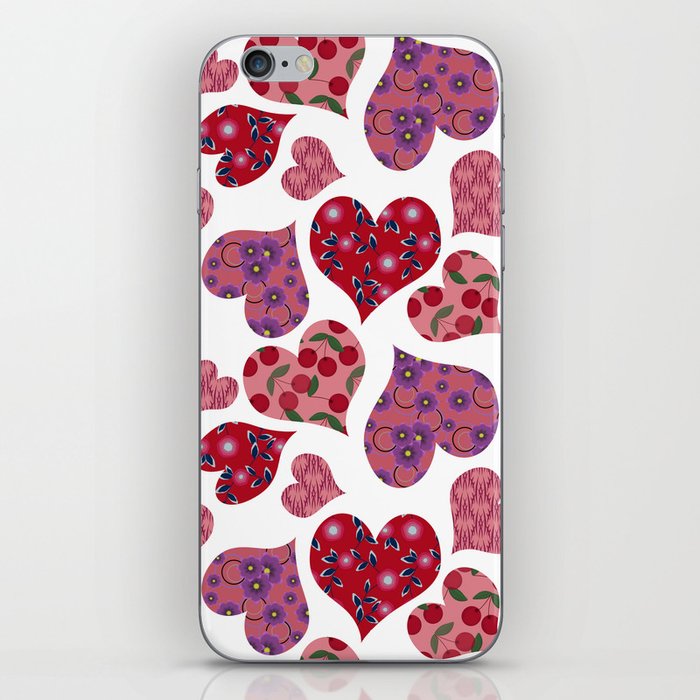 Seamless pattern with hearts with floral ornament iPhone Skin