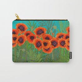 Painted Poppies on Teal Carry-All Pouch