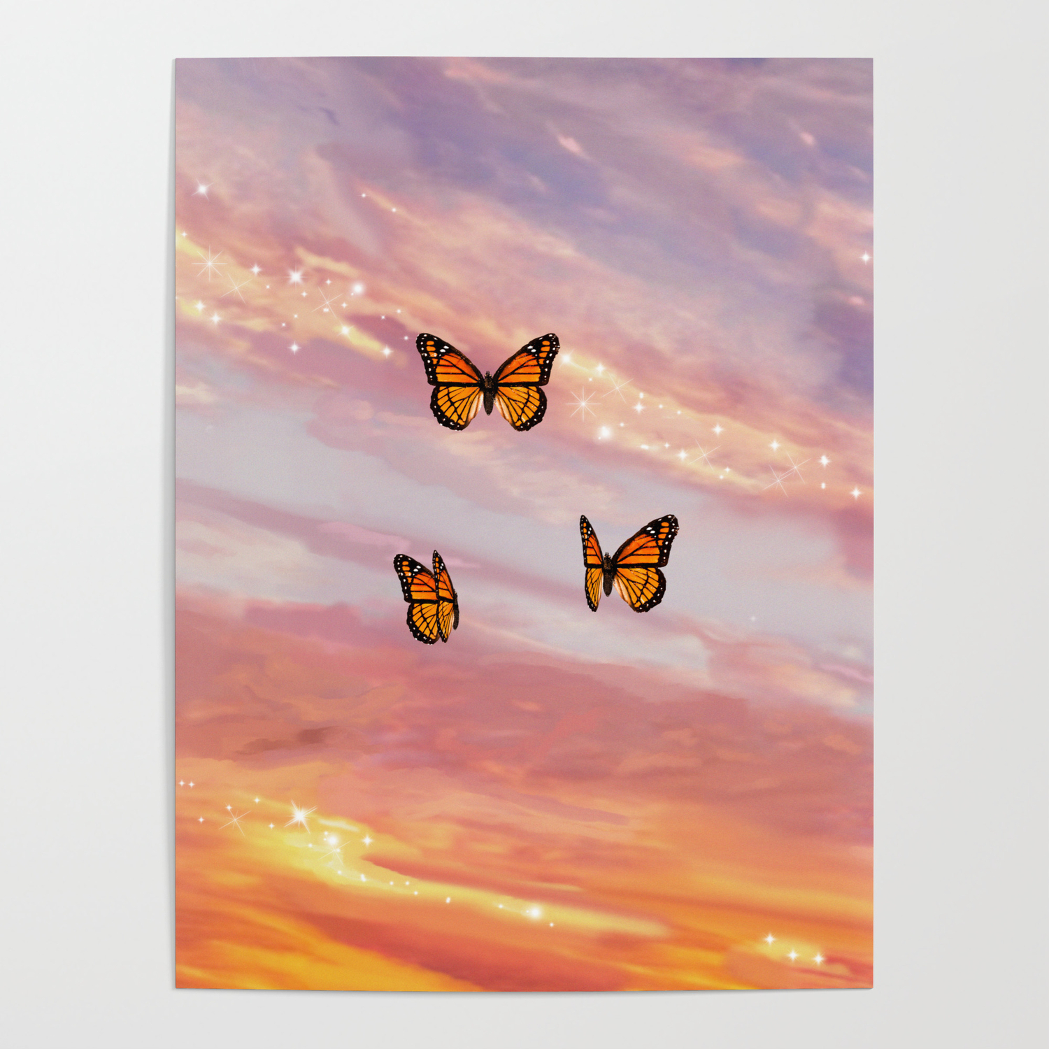 Butterfly Sunset Aesthetic Poster