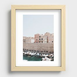 Walls of Dubrovnik | Boats in the harbour | Pastel travel photography Croatia Recessed Framed Print