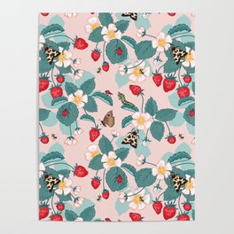 Strawberry Patch Pattern Poster