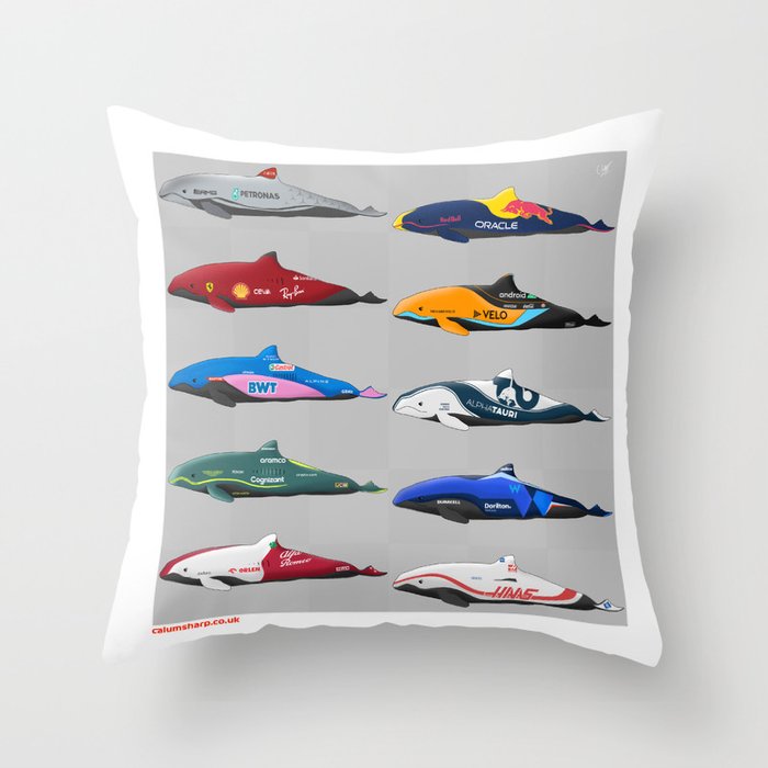 Formula One Porpoises Throw Pillow