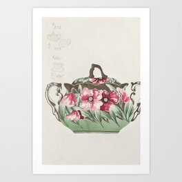 Design for a Sugar Bowl  Art Print | Dinnerware, Watercolor, Porcelain, Pitcher, Tableware, Flowers, Japanese, Sugarbowl, Vintage, Noritakefactory 