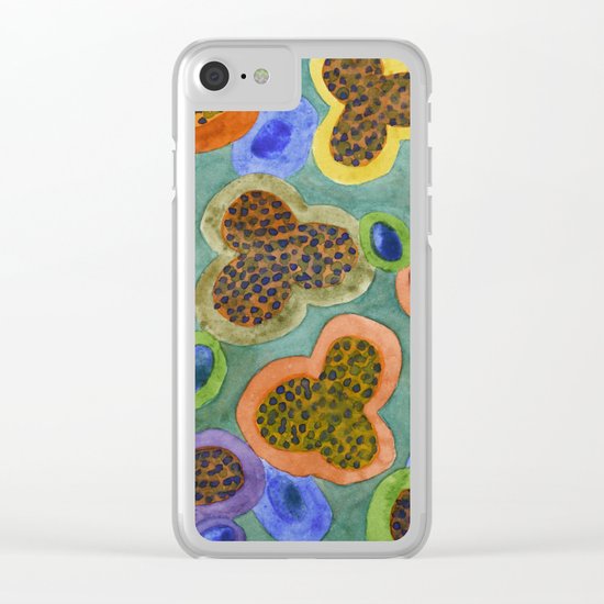Summerly Blossoms and Olives Pattern Clear iPhone Case