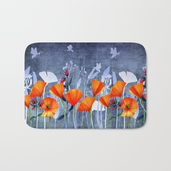 Summer night- Shadow of a Poppy meadow- Flowers on #Society6 Bath Mat