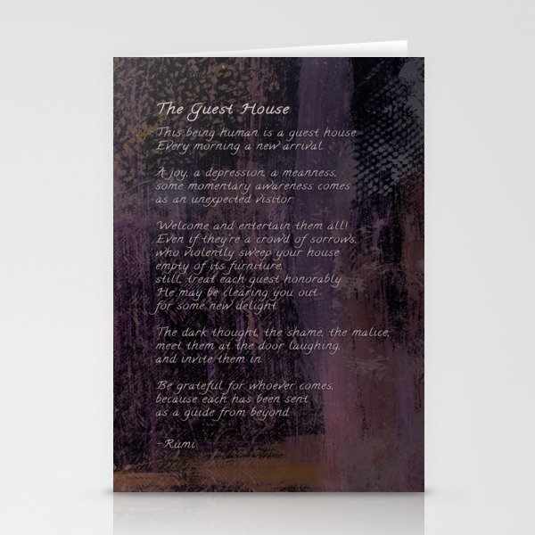 The Guest House by Rumi, Poetry Abstract Wall Art Stationery Cards
