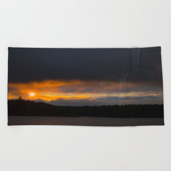 October Cloudy Sunset Beach Towel