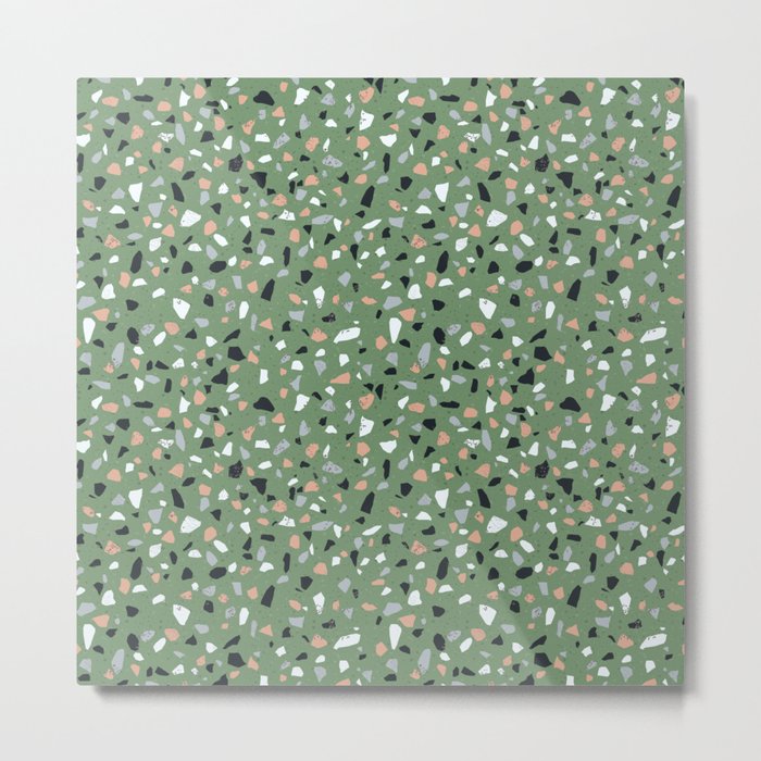 Terrazzo flooring seamless pattern with colorful marble rocks Metal Print