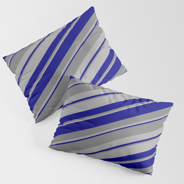 Blue, Gray & Dark Gray Colored Stripes/Lines Pattern Pillow Sham