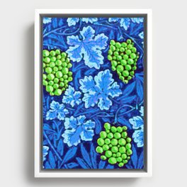 William Morris Grapevine Tapestry, Cobalt Blue and Green Framed Canvas