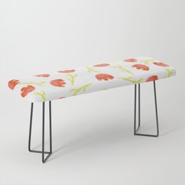 Trendy Hand Painted Yellow Pink Red Watercolor Tulips Floral  Bench
