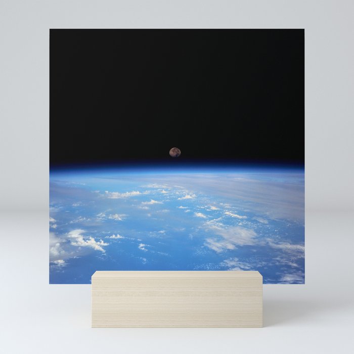 Synthwave Space 22 Moon Earth Horizon Orbit Mini Art Print By Alexair