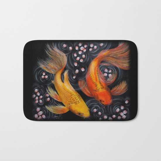 Butterfly Koi (Acrylic painting) Bath Mat