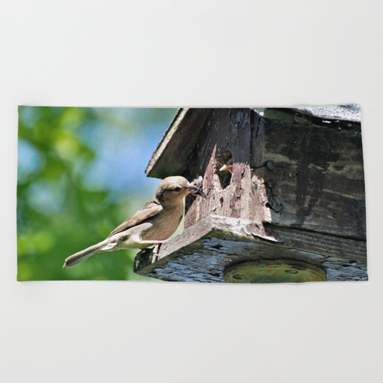 Tasty Bite for Baby Bird Beach Towel