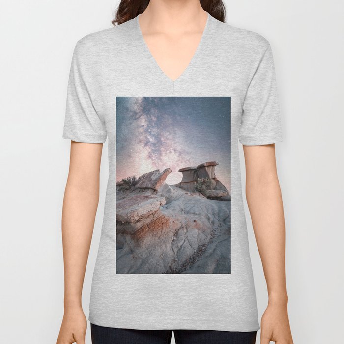 Canyon Milky Way Stars V Neck T Shirt