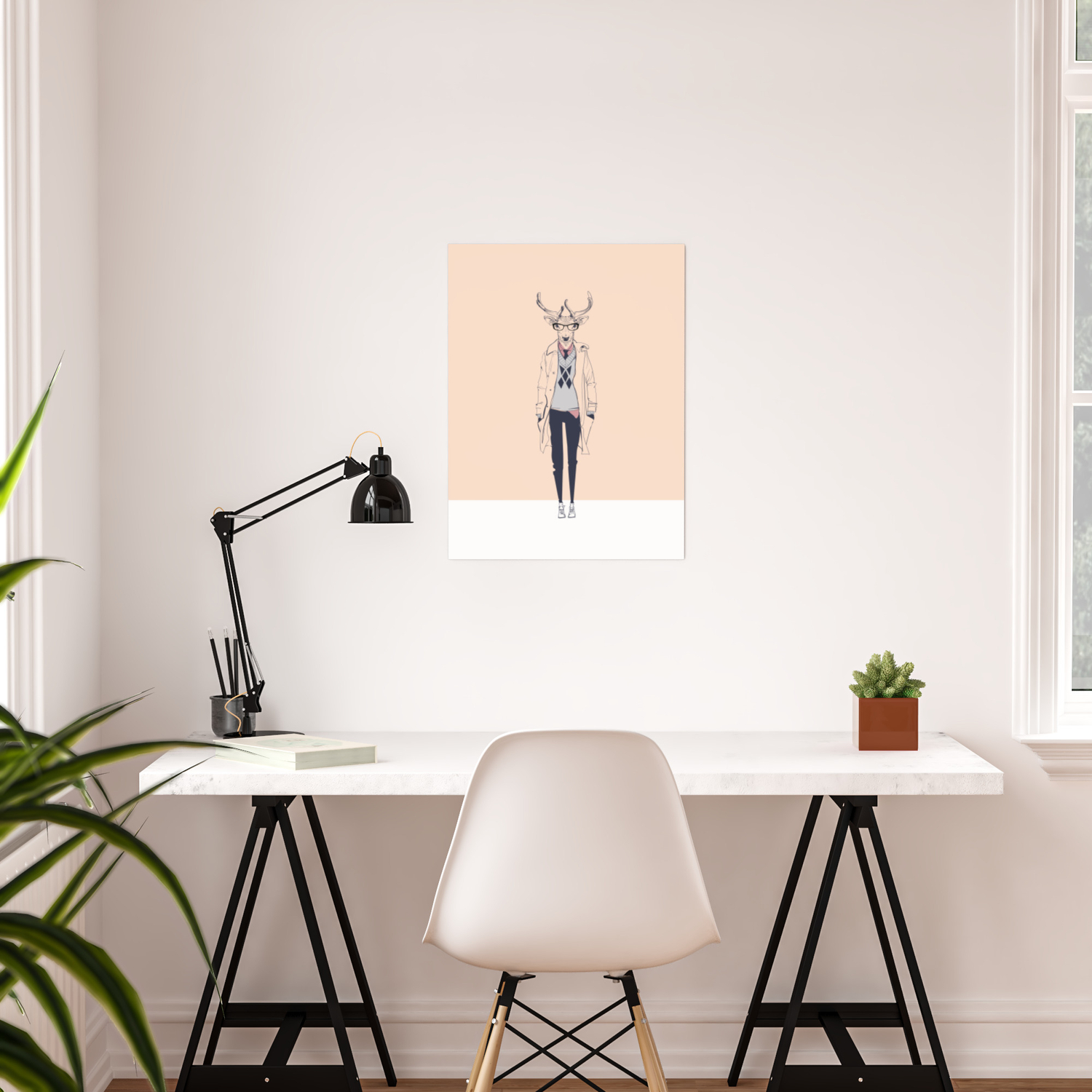 Wall Art Modern Minimal Print Deer Art Deer Sketch Art