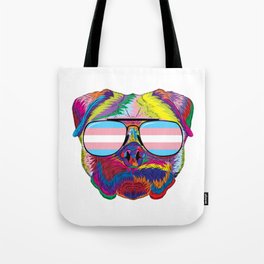 Gay Pride Transgender Psychedelic Pug Dog graphic Tote Bag