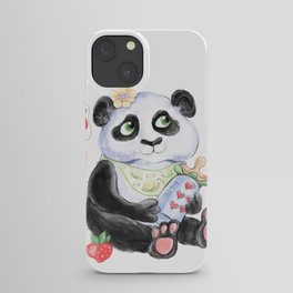 Baby Panda with strawberryes, Girl Baby shower  iPhone Case