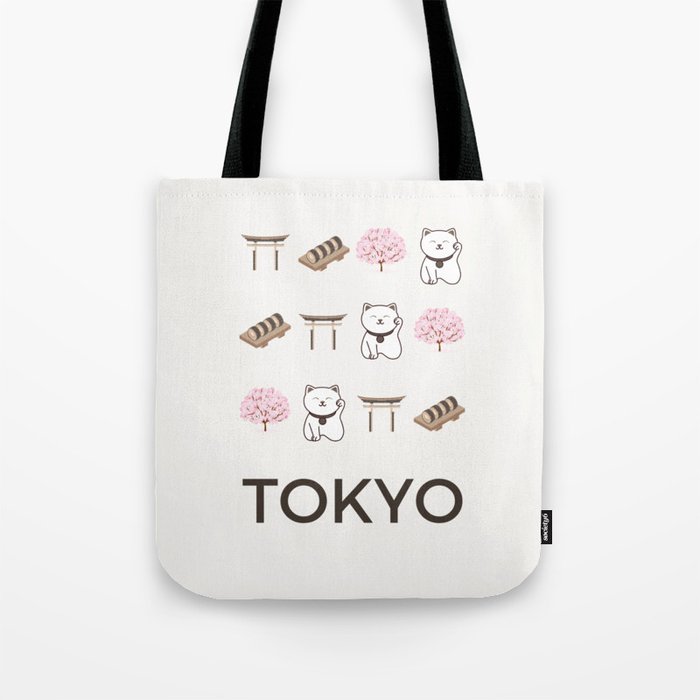 Tokyo Retro Art Vacations Boho Decor Modern Decor Grey Illustration Tote Bag