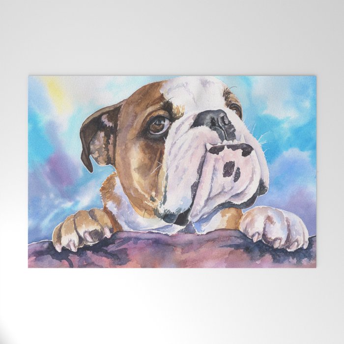 English Bulldog Watercolor | Pillow Cover | Dogs | Home Decor | Custom Dog Pillow | Dog Mom |Bulldog Welcome Mat