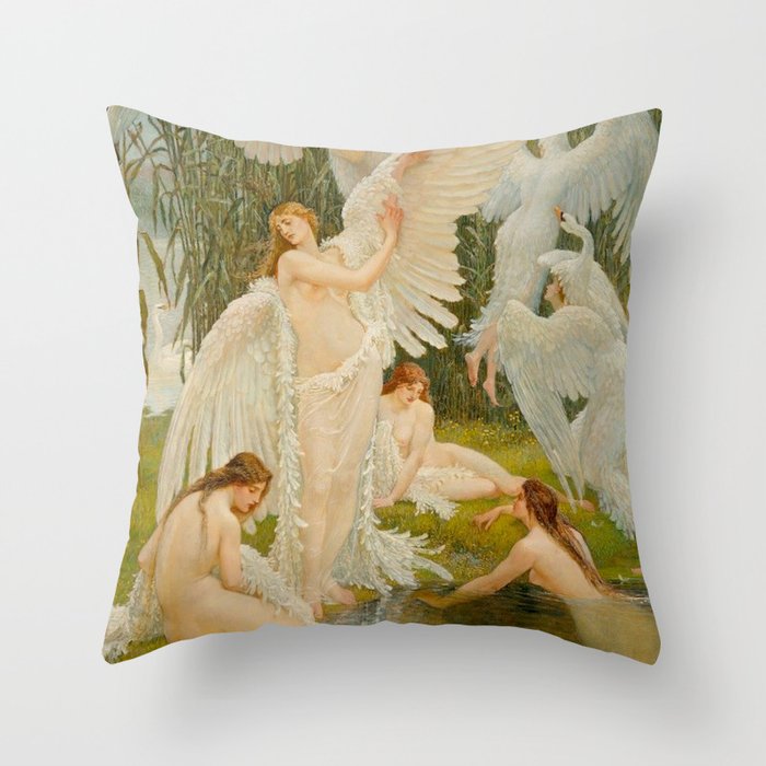 The Swan Maidens by Walter Crane Throw Pillow