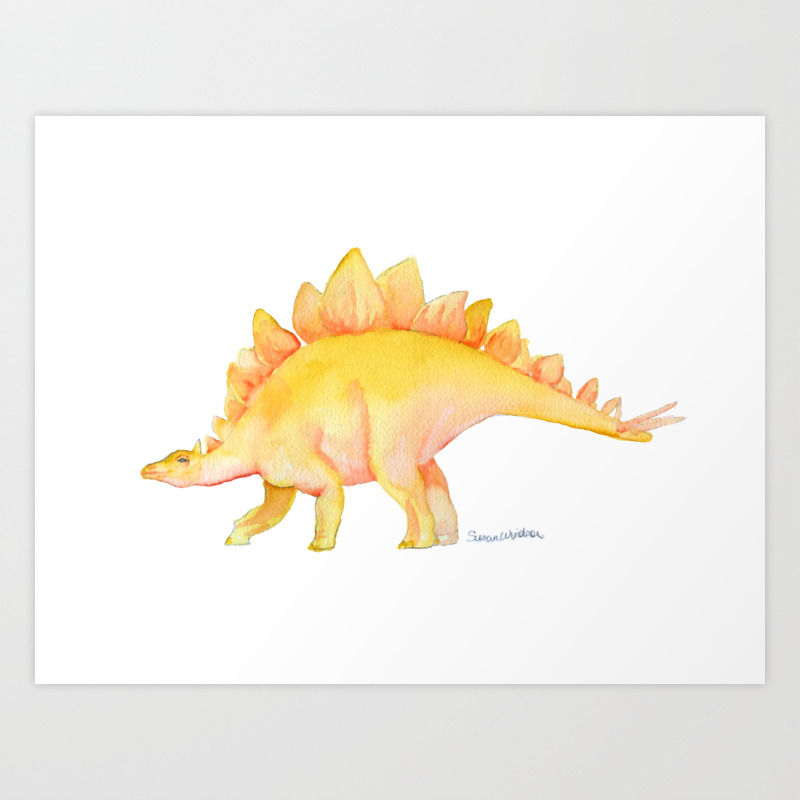 Stegosaurus Dinosaur Watercolor Painting Art Print By Susanwindsor Society6