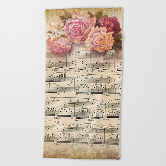 Vintage Music #2 Beach Towel