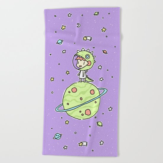 Space Dinosaur Beach Towel