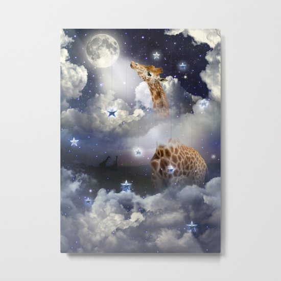 Shoot For The Moon (Giraffe In The Clouds) Metal Print