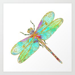 Dragonfly contour with ornate wings Art Print | Turquoise, Decoratedwing, Dragonflydrawing, Dragonflycontour, Gold, Png, Insect, Stylizeddragonfly, Dragonfly, Wing 