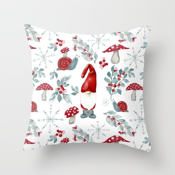 Gnome For The Holidays - Christmas Pattern Throw Pillow