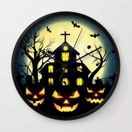 Halloween spooky house Wall Clock