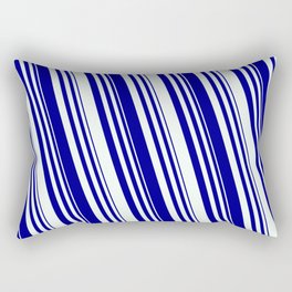 [ Thumbnail: Dark Blue and Mint Cream Colored Striped Pattern Rectangular Pillow ]