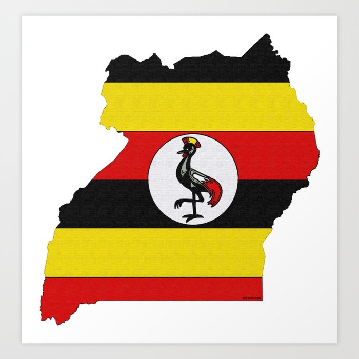Uganda Map with Ugandan Flag Art Print by havocgirl | Society6