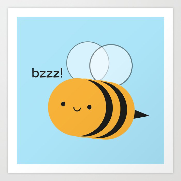 Kawaii Buzzy Bumble Bee Art Print by Marceline Smith | Society6