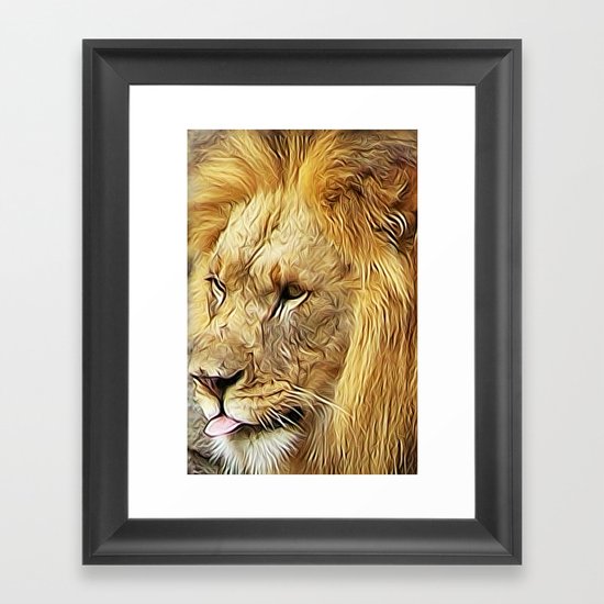 Thirsty Lion Framed Art Print