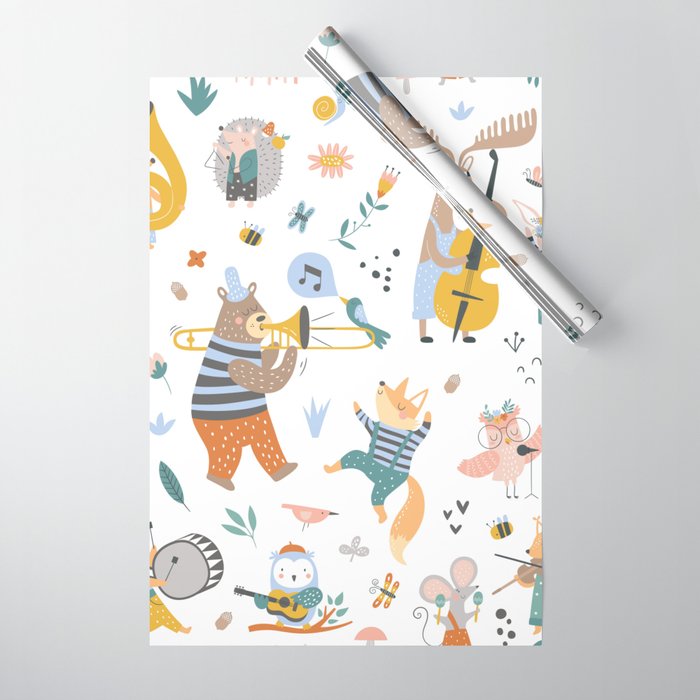 Colorful cartoon style musical Animals 2  Wrapping Paper