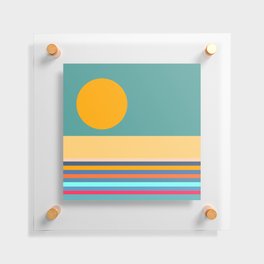 Dina - Colorful Sunset Retro Abstract Geometric Minimalistic Design Pattern Floating Acrylic Print