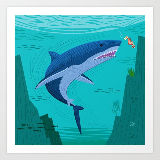 The Shark and The Seahorse Art Print