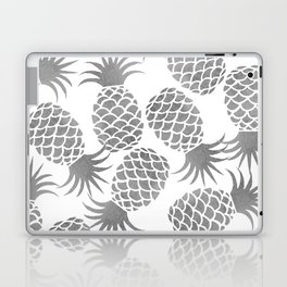 Modern white silver luxury tropical pineapple  Laptop Skin