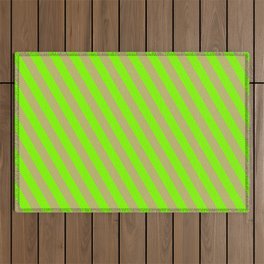[ Thumbnail: Chartreuse and Dark Khaki Colored Lined Pattern Outdoor Rug ]