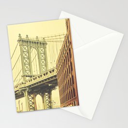Retro stylized Manhattan Bridge seen from Dumbo, New York.  Stationery Card