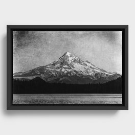 Mt Hood Black and White Vintage Nature Photography Framed Canvas