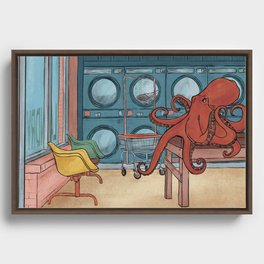 Octopus At The Laundry Mat Framed Canvas