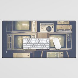 Many vintage television and radio Desk Mat